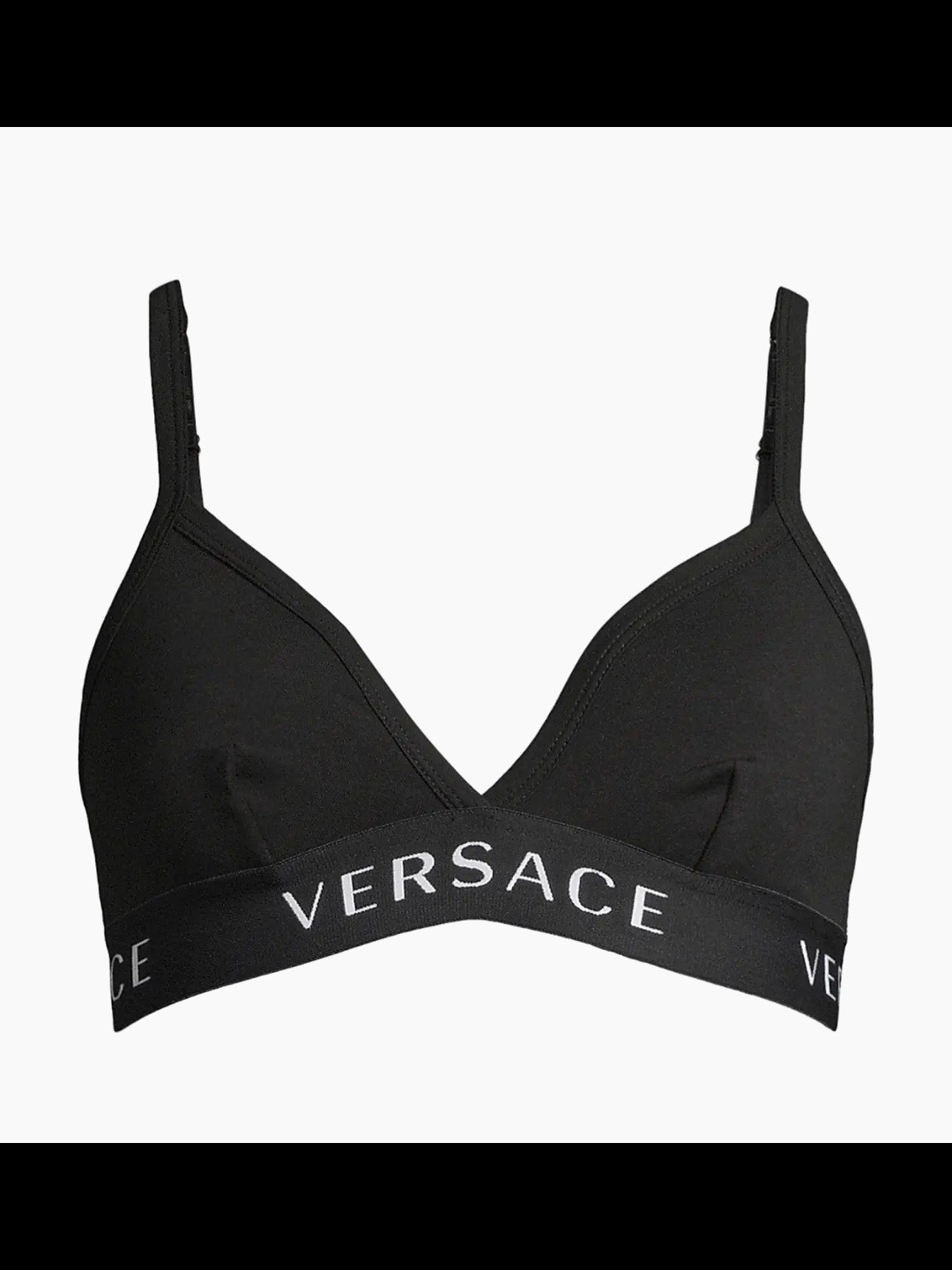 Versace Black Logo Elastic Triangle Bralette